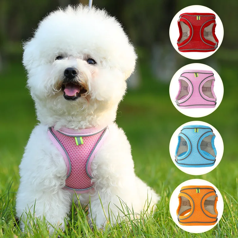 Cat Dog Harness Vest Chest Rope Set Reflective Breathable Adjustable Pet Harness for Small Medium Dogs Outdoor Walking