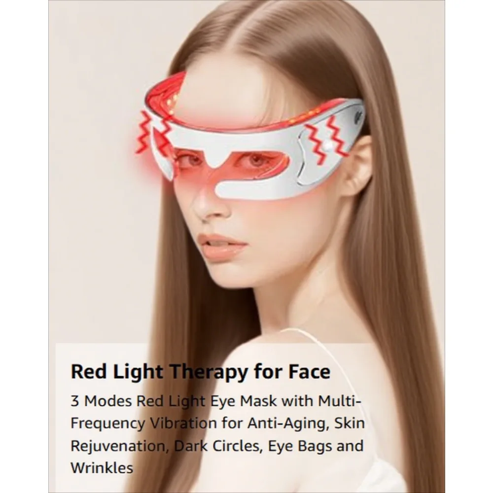 

Умный массажер для глаз — красный свет, вибрация и тепло, антивозрастной, снятие темных кругов, перезаряжаемый через USB