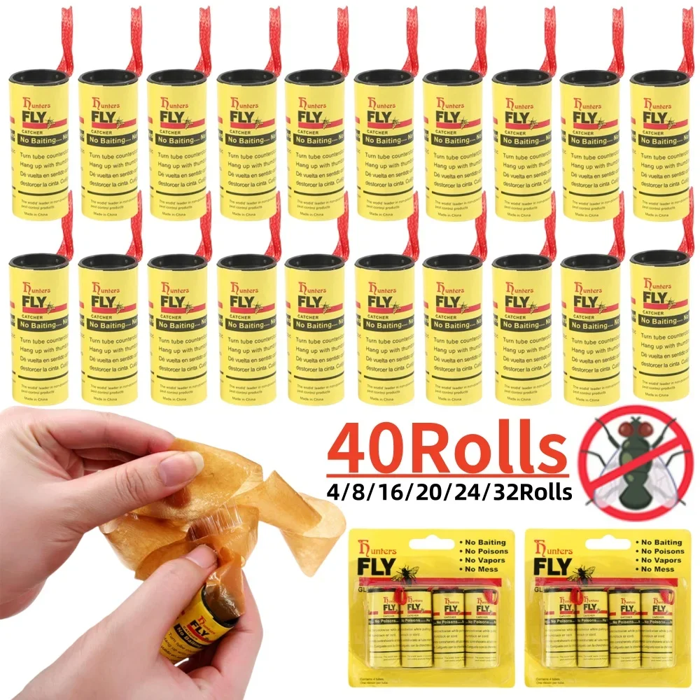 Fly Sticky Paper Disposable Fly Killer Bug Trap Pest Control Mosquito Catcher Roll Tape Double Sided Strong Glue Strip for Flies