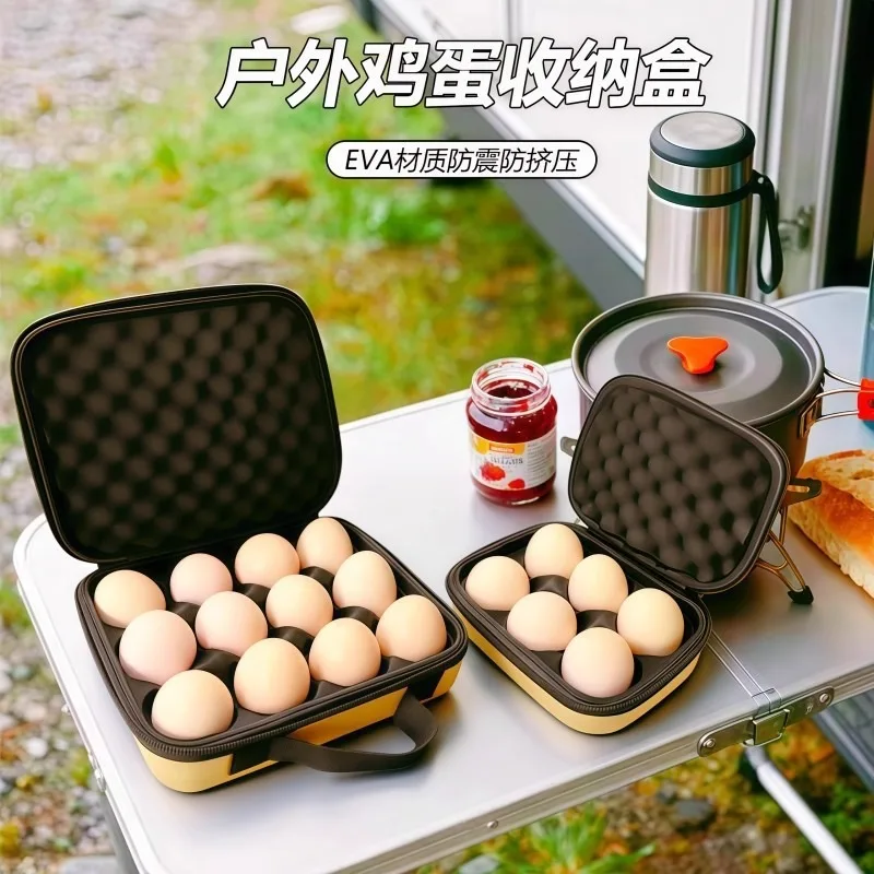 2 Pack EVA Egg Storage Box, Portable Thick Shockproof Egg Holder Container for Outdoor Camping Picnic, Anti-break Design