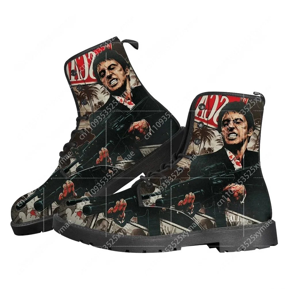 

Scarface Casual Boots Hot Movie Tony Montana Mens Womens Teenager Shoes Outdoor Fashion Boot Outdoor High Quality Custom Shoes