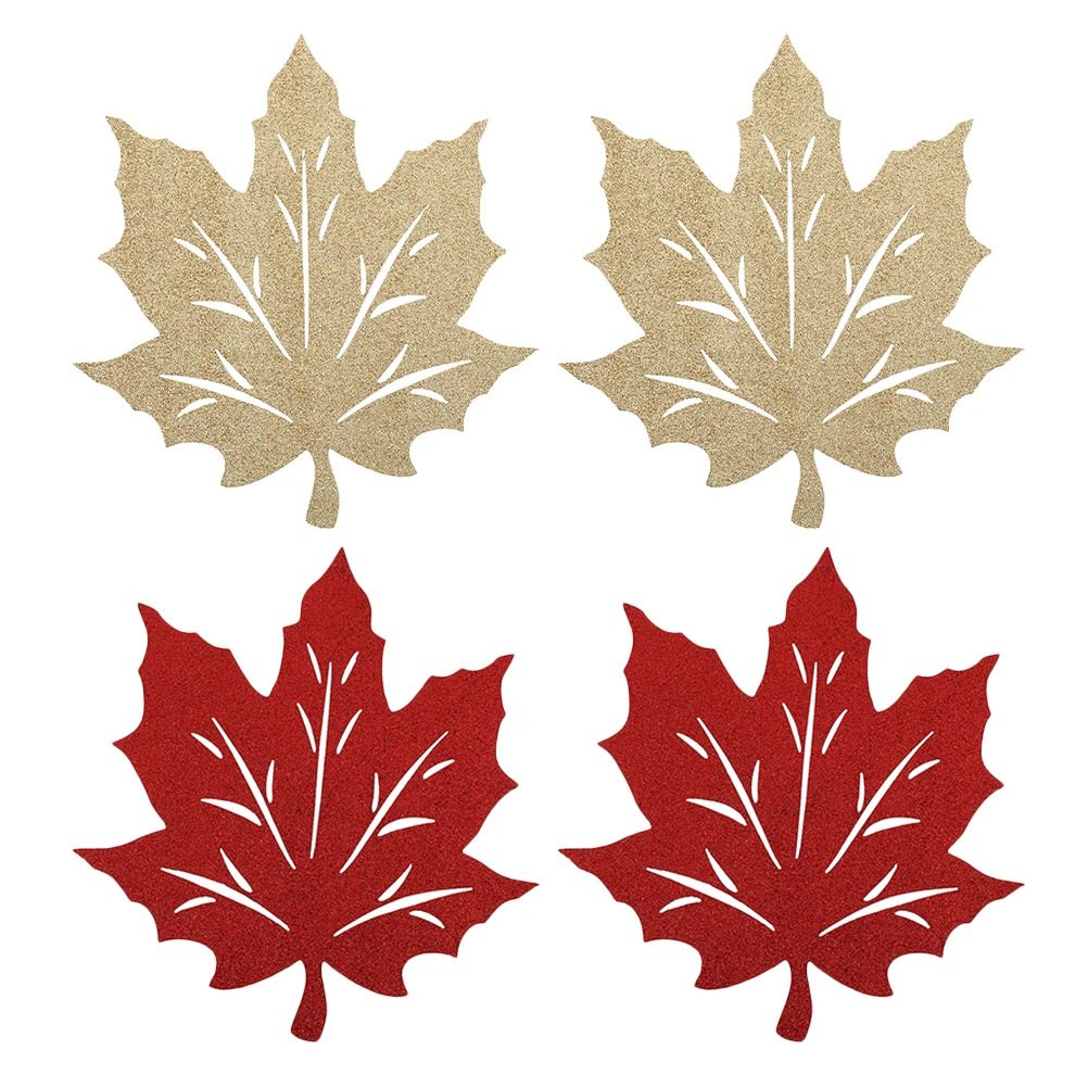 4pcs Thanksgiving Table Mats Fall Leaf Place Mats Harvest Decorative Non-Slip Heat Resistant Counter Mat For Holiday Party