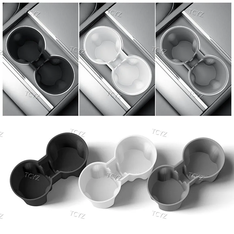 For New Tesla Model Y L 2026 Front Rear Seater Interior Accessories Cup Holder Silicone Center Control Bottle Drink Rack