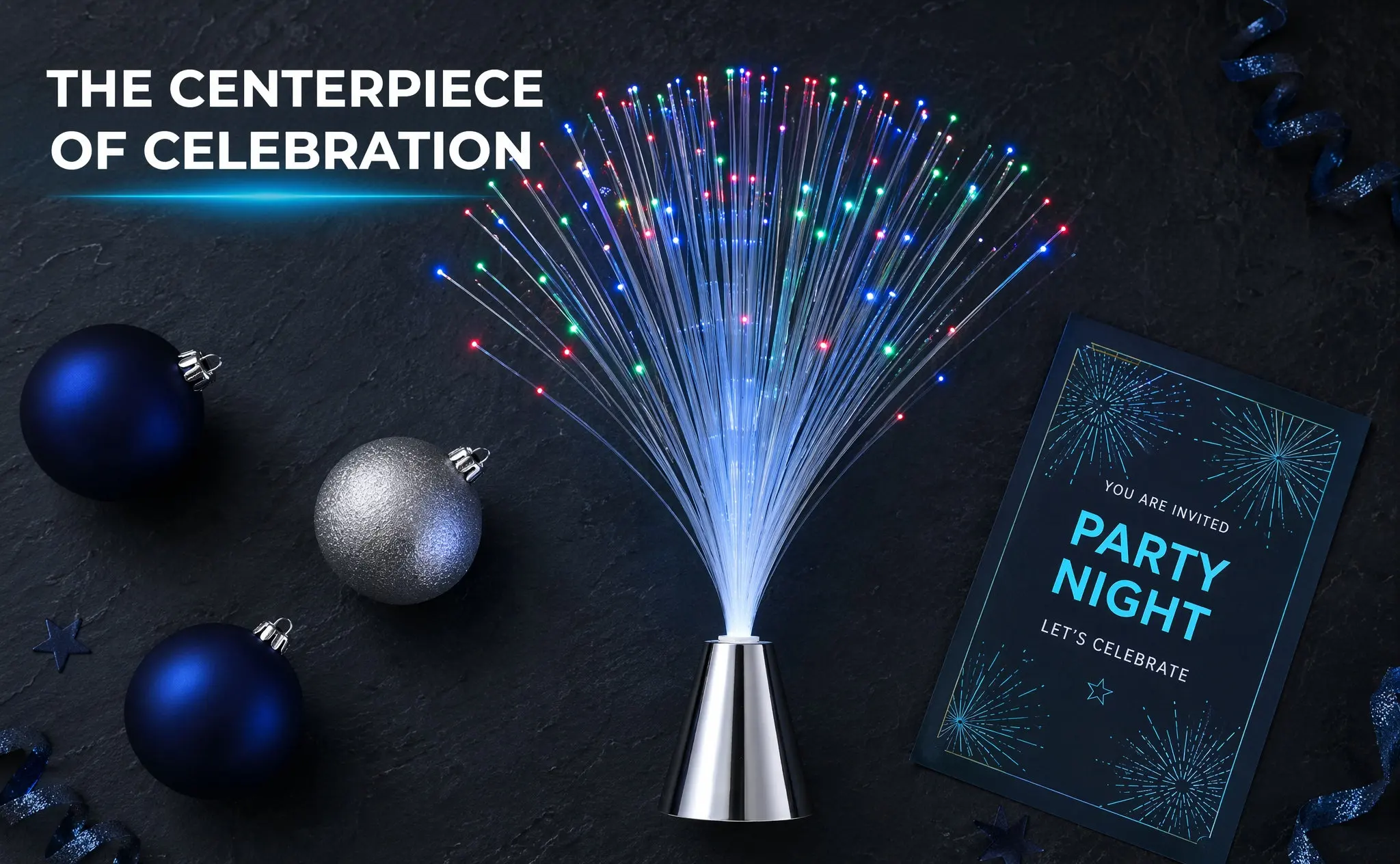 Colorful LED Fiber Optic Light Battery Operated Silver Base Rgb Changing Romantic Decorative Lamp for Wedding Christmas Party