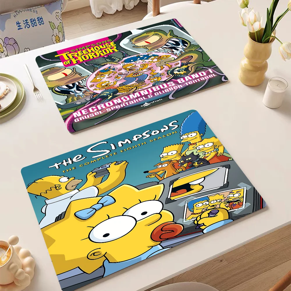 

Cartoon T-The Cool S-Simpsons Kitchen Countertop Draining Mat Vintage Absorbent Mat Desktop Drying Mat Coasters Washable Tea