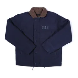 USN American Vintage Casual Classic Navy N-1 DECK JACKET Winter Thickened N1 Men's Lamb Fleece Cotton Coats JUNGLE CROSS 11.5oz