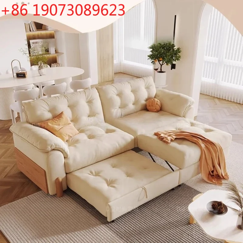 

Japanese-style Solid Wood Cream Wind Sofa Bed Foldable