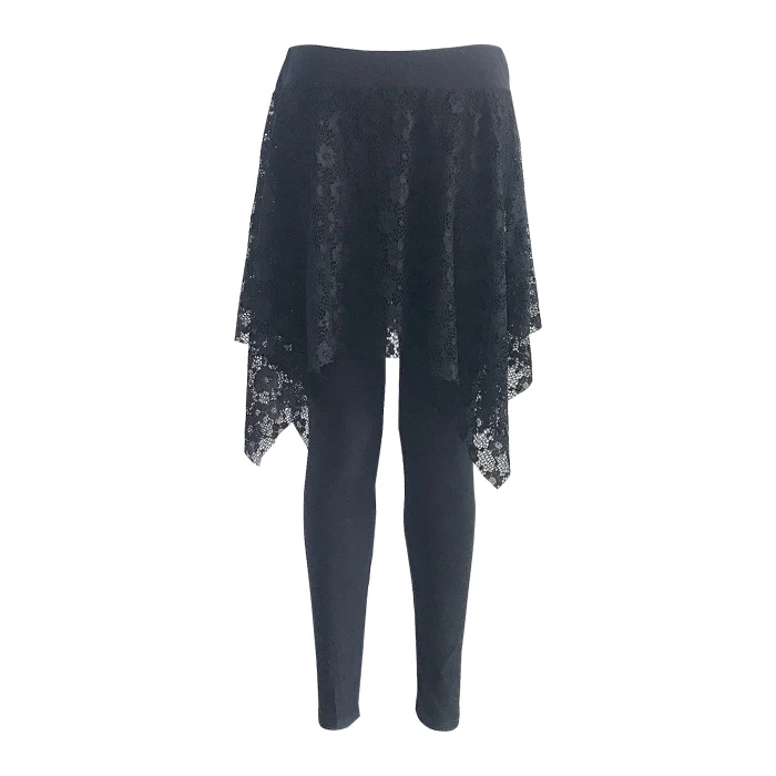 Lace Me ellfi Pattern Skirt Pants Dance Women's plus Size Long Pants Outerwear Thin Nine Points Skirt Pants