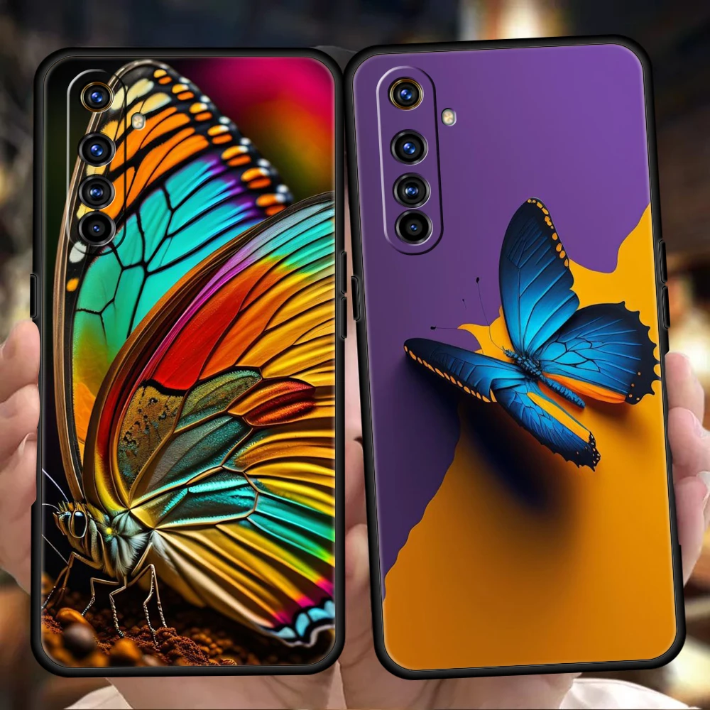 Butterfly Phone Case for Realme 8 9 Pro Plus 8i 9i 6 7 GT2 C21 C25 C3 C11 11 Pro 5G Plus Shockproof Silicone Shell Capas Bag TPU