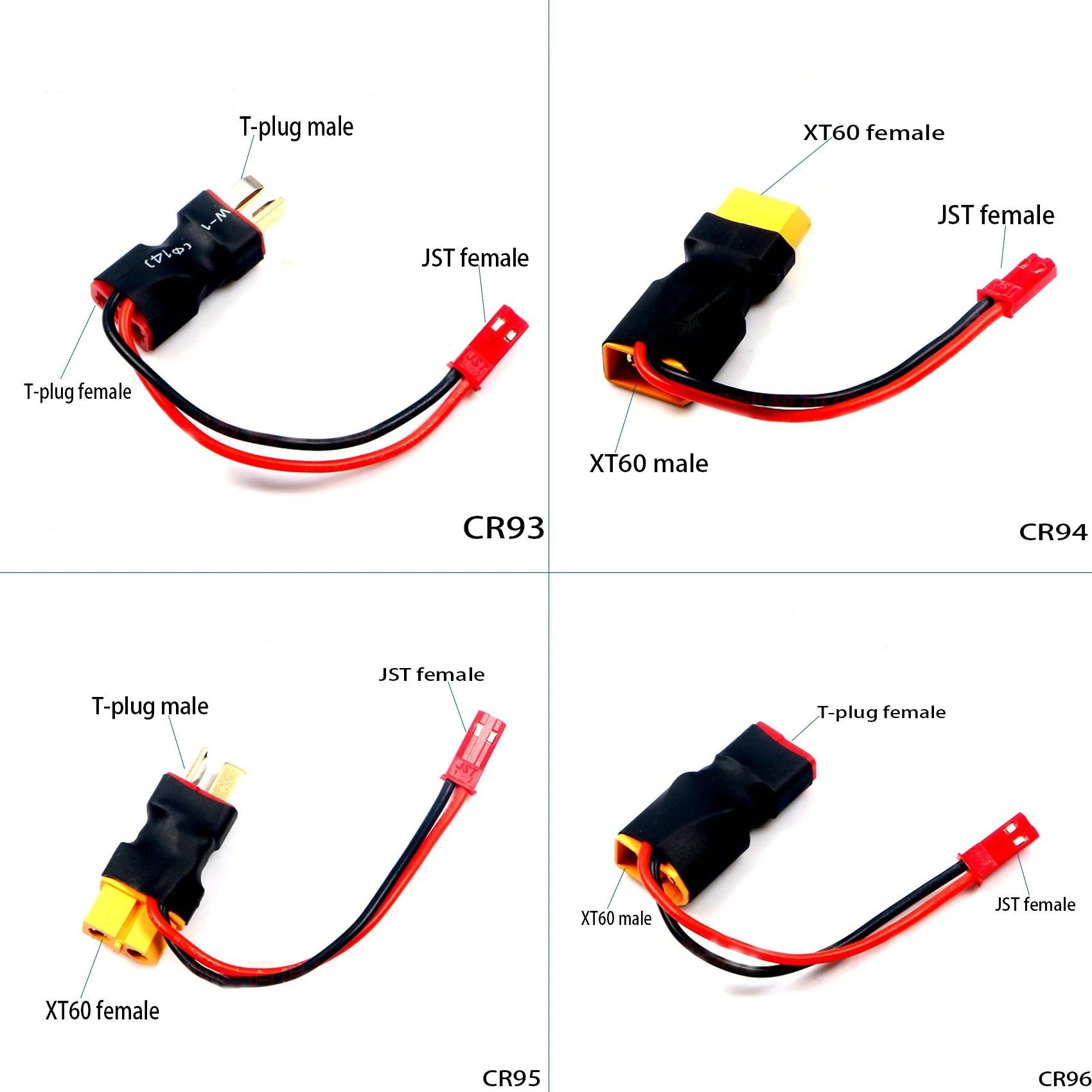 

XT60 XT T plug Female to Male JST Male / Female in-line Power Adapter Lipo Connector for RC Battery Lipo