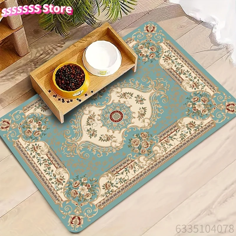 Soft Pet Feeding Mat, Splash-Proof, Absorbent, Non-Slip, Durable, Easy Clean for Dogs and Cats, Pet Food & Water Bowl Mat Wash