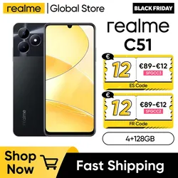 Realme-C51インチAiカメラ付きスマートフォン,4GB RAM,5000 GB ROM,128 mAhバッテリー,6.74 mAhバッテリー,90Hzディスプレイ,強力なオクタコア,50MP