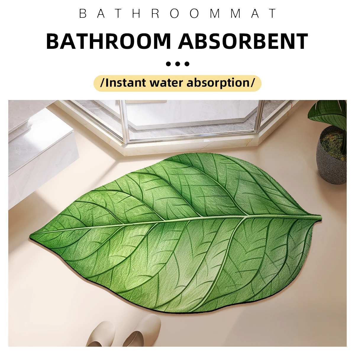 Leaf Shape Diatomite Bath Mat Bathroom Absorbent Floor Foot Mats Toilet Carpet Non-slip Shower Rug Bathtub Accessories Washable