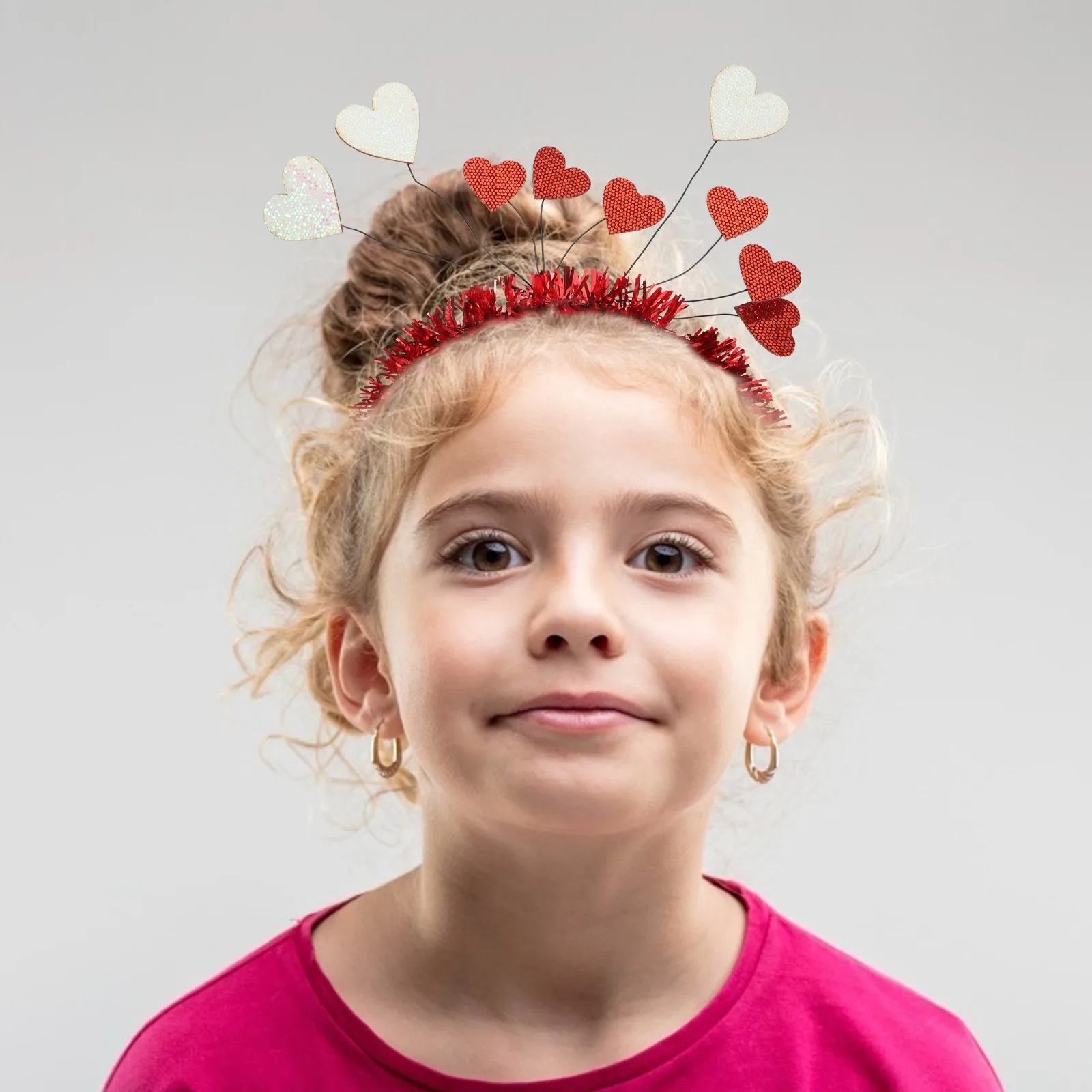 

2Pcs Lovely Heart Shaped Hairband Creative Design Valentine's Day Party Headdress Unique Headwear Decor Heart Shaped Hairband