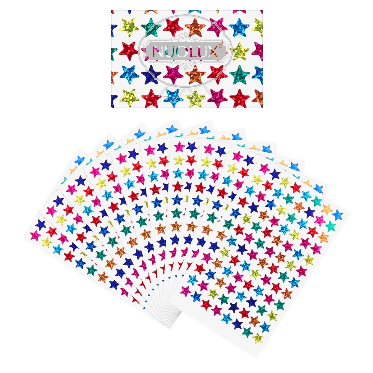 NUOLUX Pack of 960pcs 1cm Self Adhesive Assorted Colors Shiny Sparkle Star Stickers Kids Students Rewards Teachers Supplies