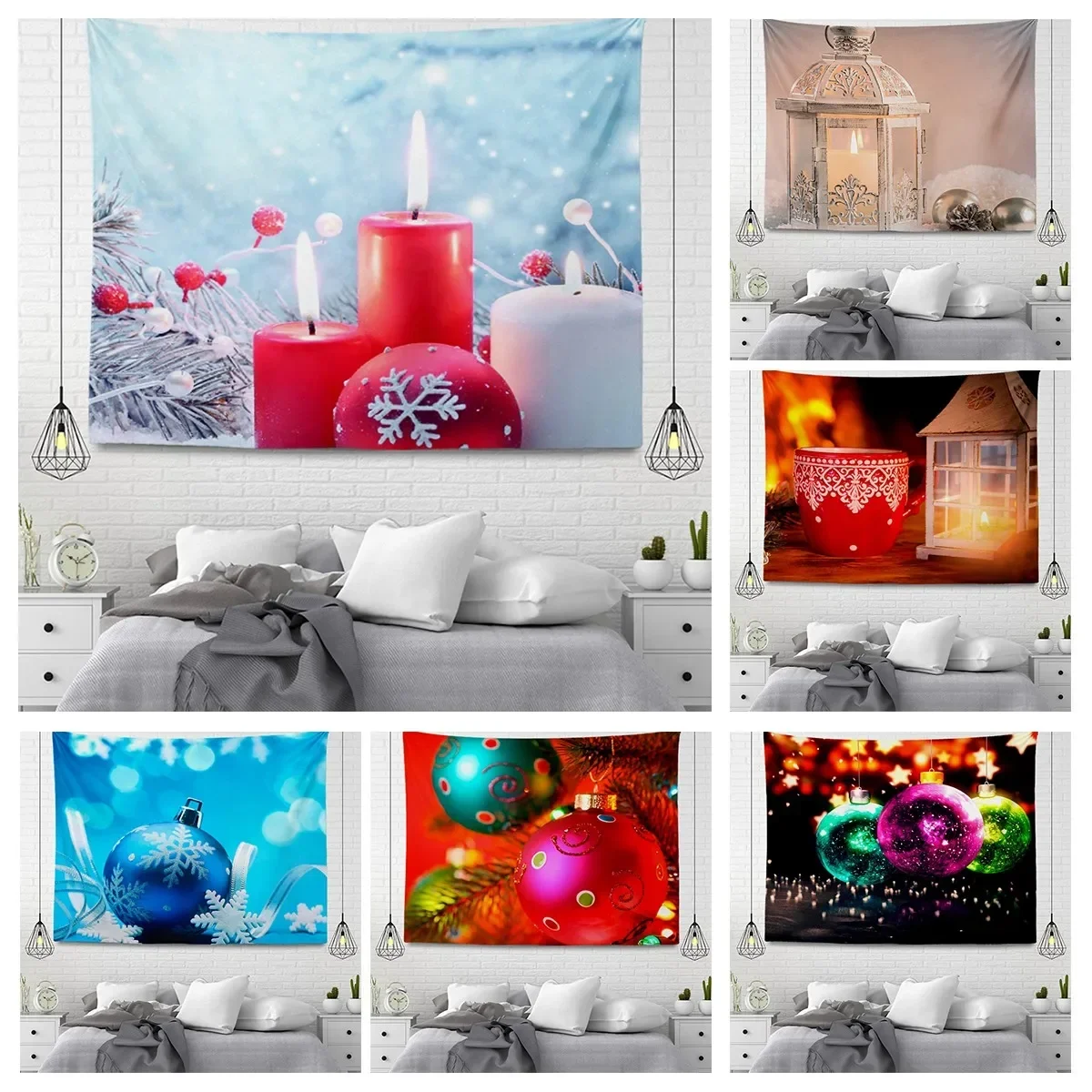 Home decorations Christmas Candle burn room decor wall tapestry aesthetic bedroom aesthetic wall art large fabric wall tapestry