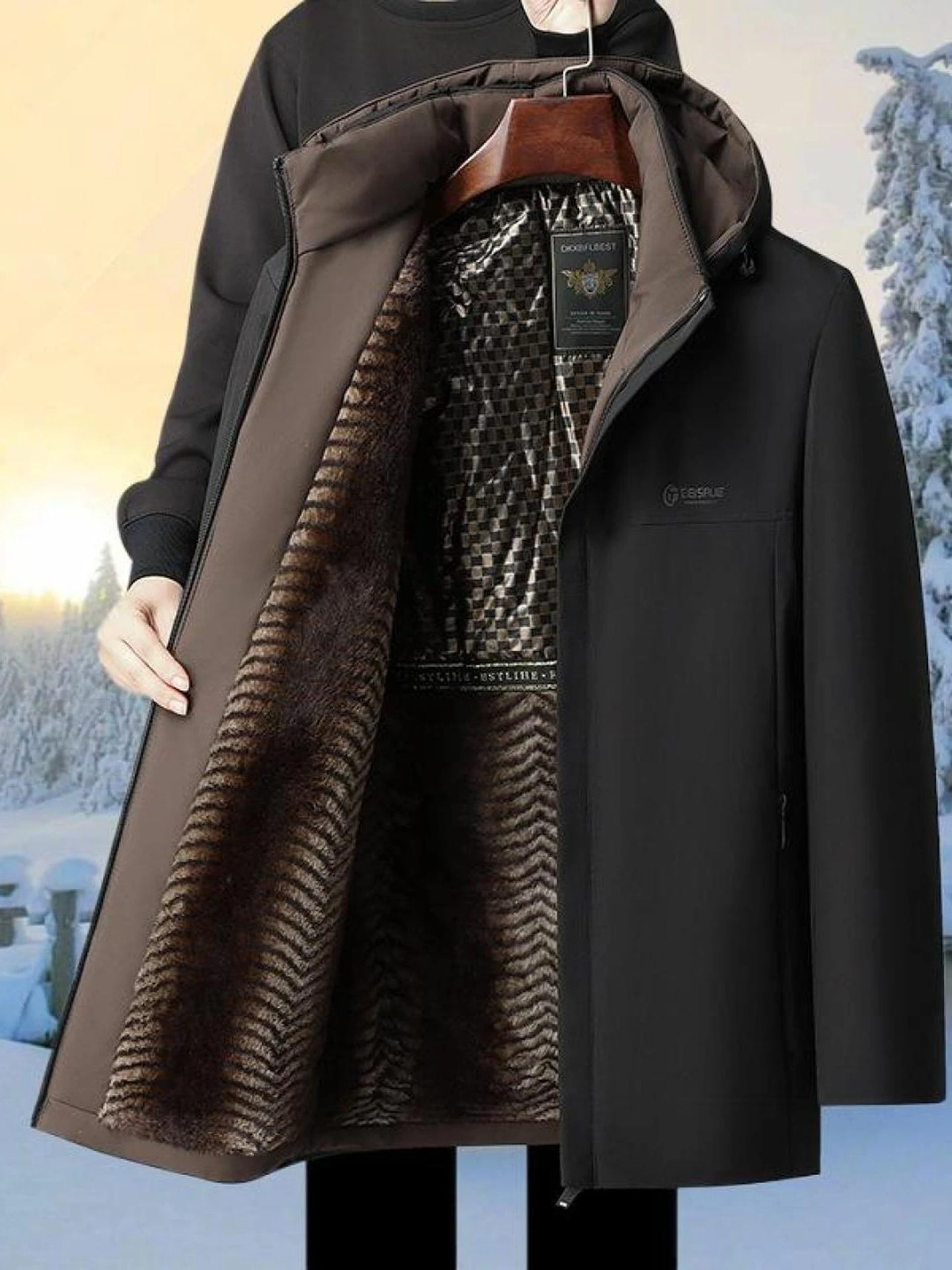 

Men's Winter Thiened Fce Lined Hooded Cotton Jaet Casual Busin Anti Cold Warm Stand Fit Faion Urban Sle