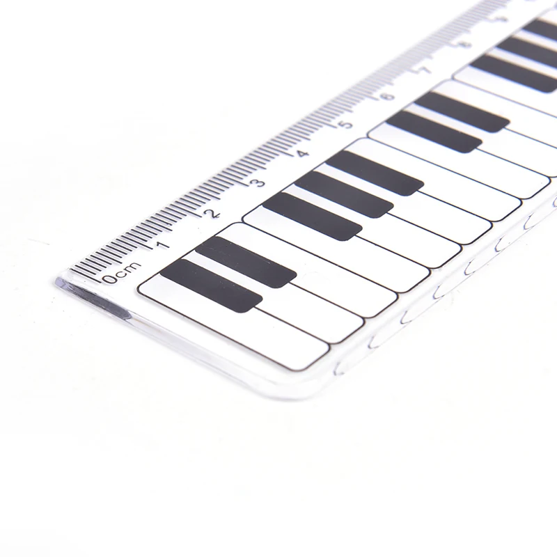 Teclado de Piano con notas musicales para estudiantes, marcador de reglas rectas de plástico, bonito dibujo de bocetos, regalo de papelería, 1 piezas