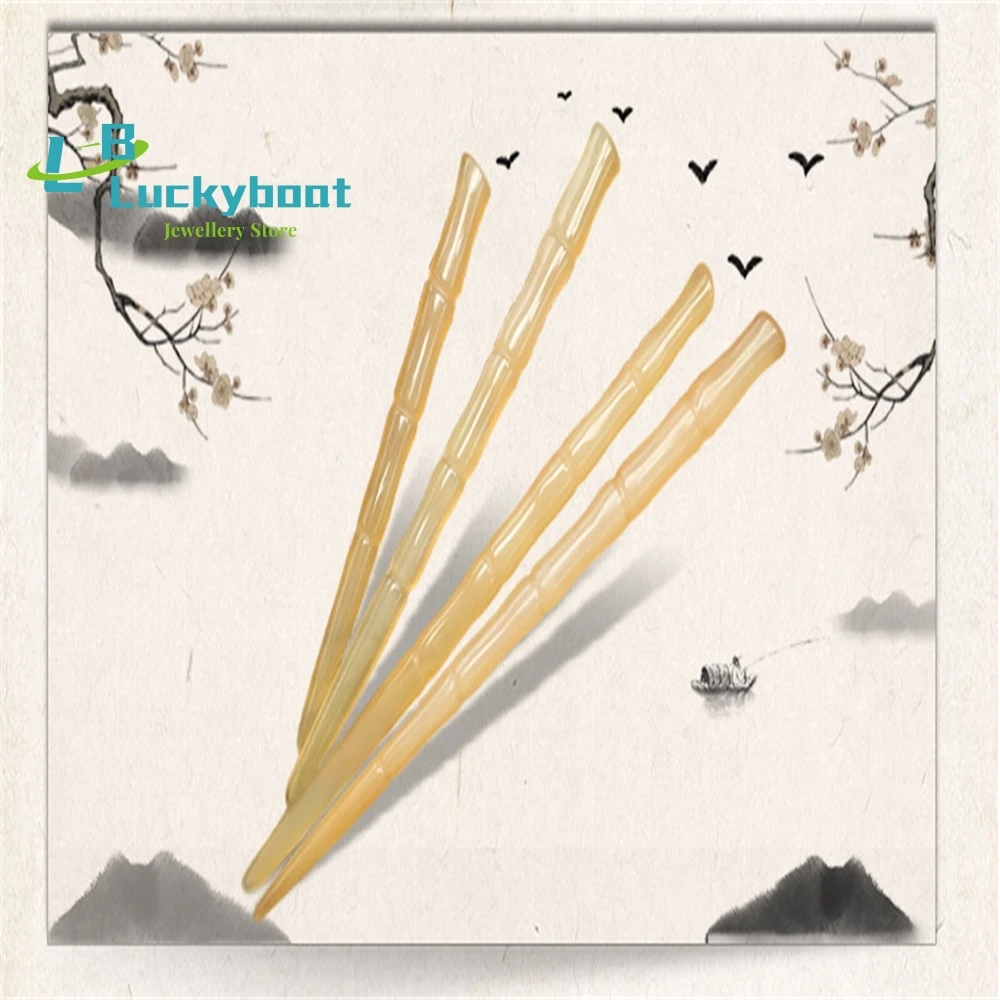 Natural Horns Ancient Style Long Plus Hairpin  Bamboo Section Daily  Simple Retro