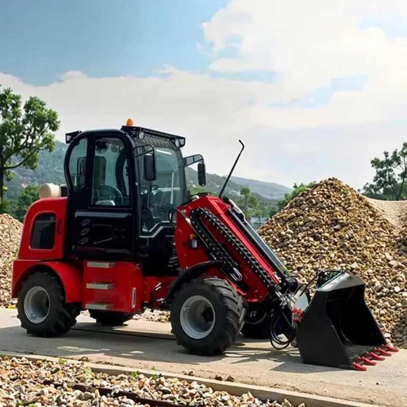 Factory Price Wheeled Skid Steer Loader with Cone Splitter and Rake for Municipal Engineering and Street Renovation Tasks