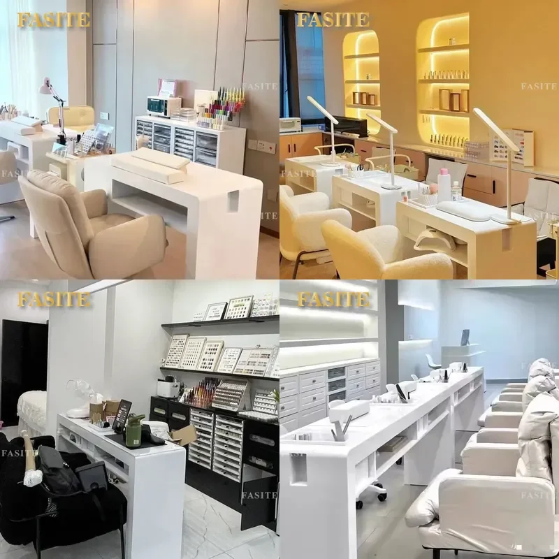 For Manicure Table Japanese Simple Style Single Double Nail Desk with Dust Collector Groove Vacuum Cleaner Port for Beauty