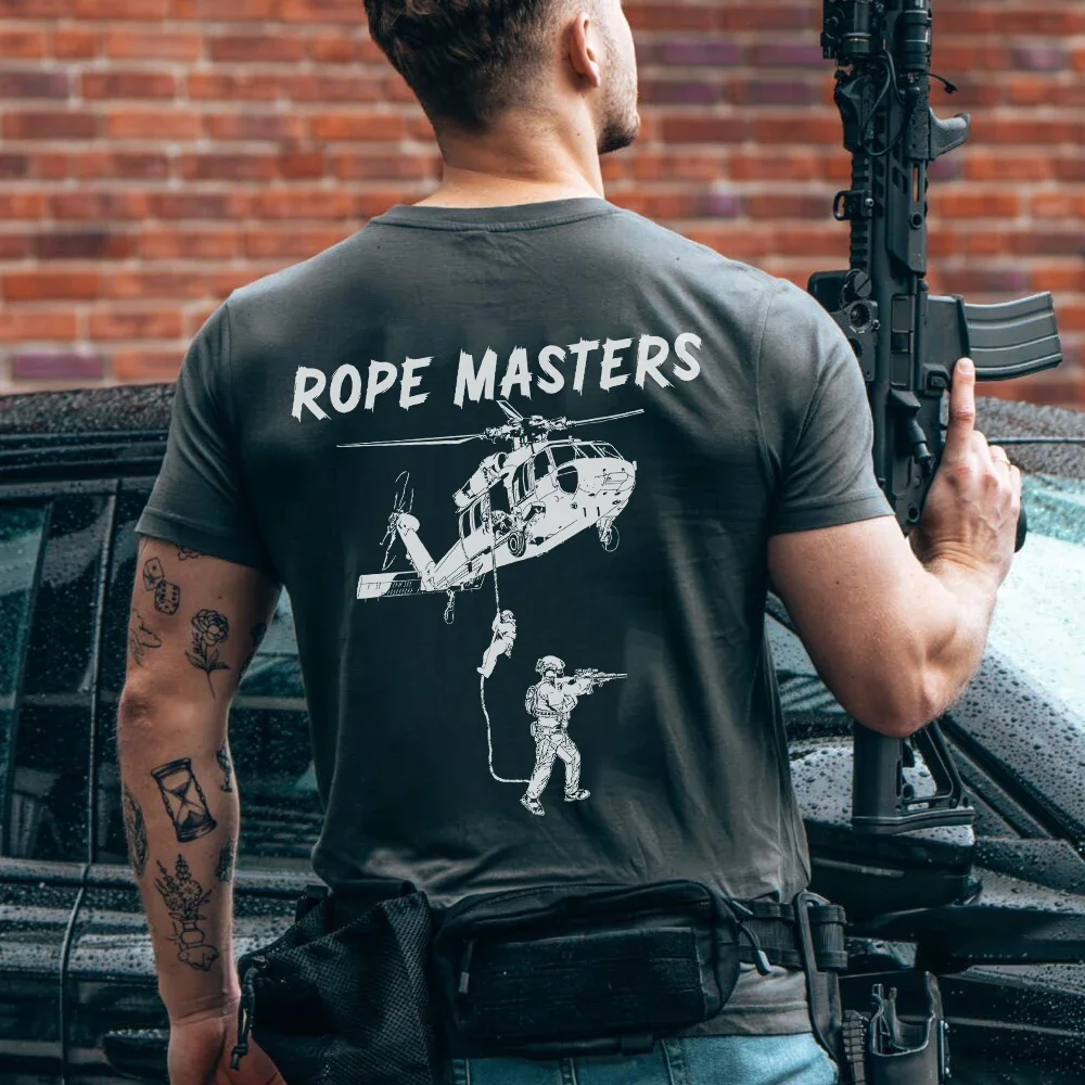Military Wind Descent Training Camp Theme Outdoor Sports Kurzarm-T-Shirts für Herren, 100 % Baumwolle, lockere Oberteile, atmungsaktives T-Shirt