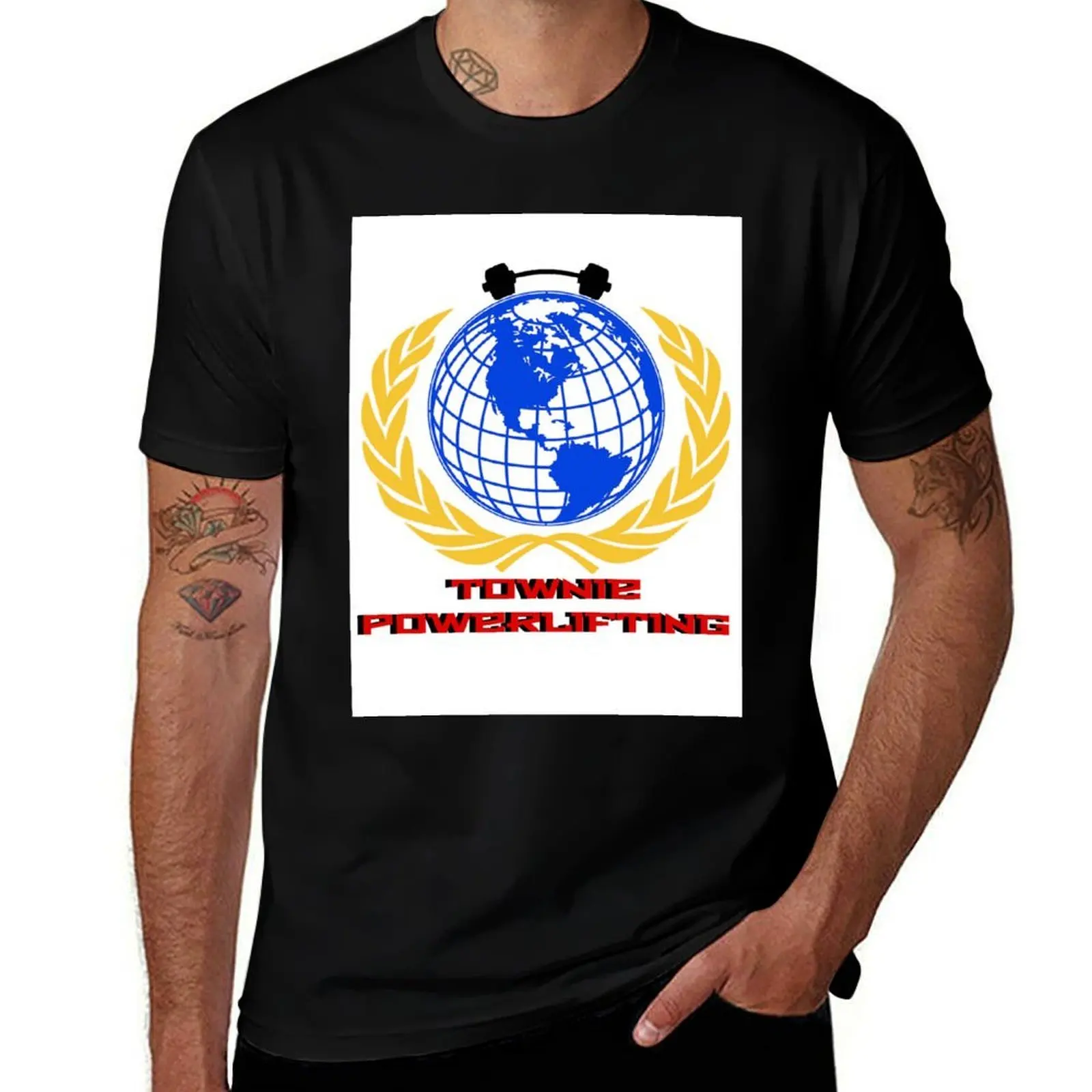 Townie Powerlifting World T-Shirt Basic Crew Neck Short Sleeve Top T-Shirt