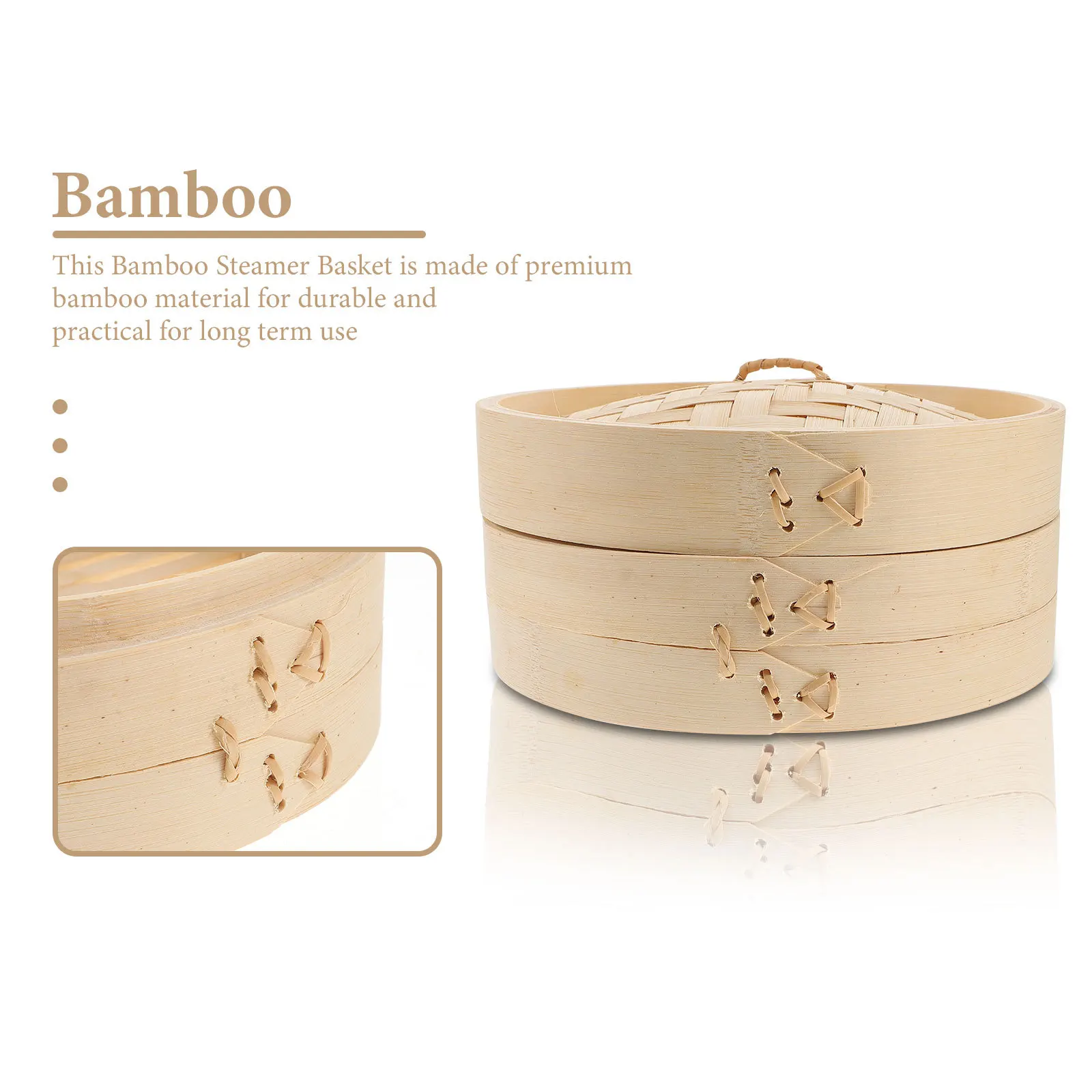 

1 set 1 Set Multi-Function Bamboo Steamer Basket With Lid Food Steaming Container For Dumplings Buns Rice Eggs Potatoes