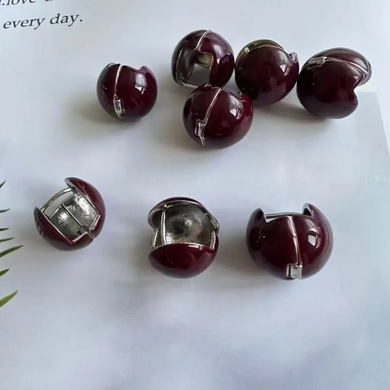 

VKVVA Fashion Jewelry New Trendy Jujube Red Enamel Round Ball Earrings for Women Birthday Gifts Elegant Unique Gift