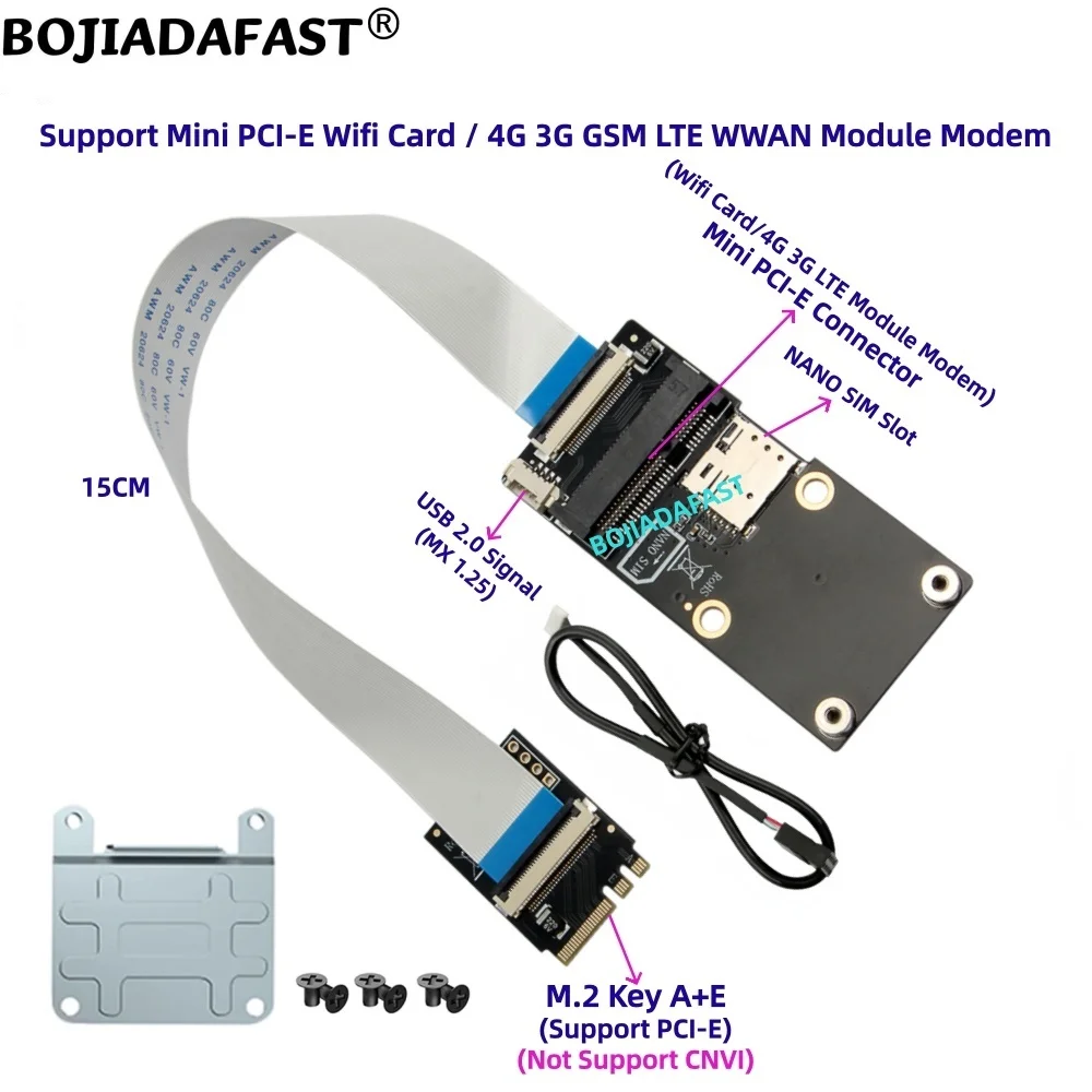 NGFF M.2 Key A+E to MPCIe Mini PCI-E PCIe Wireless Adapter 1 NANO SIM Card Slot for 4G 3G LTE GSM Modem WIFI Module