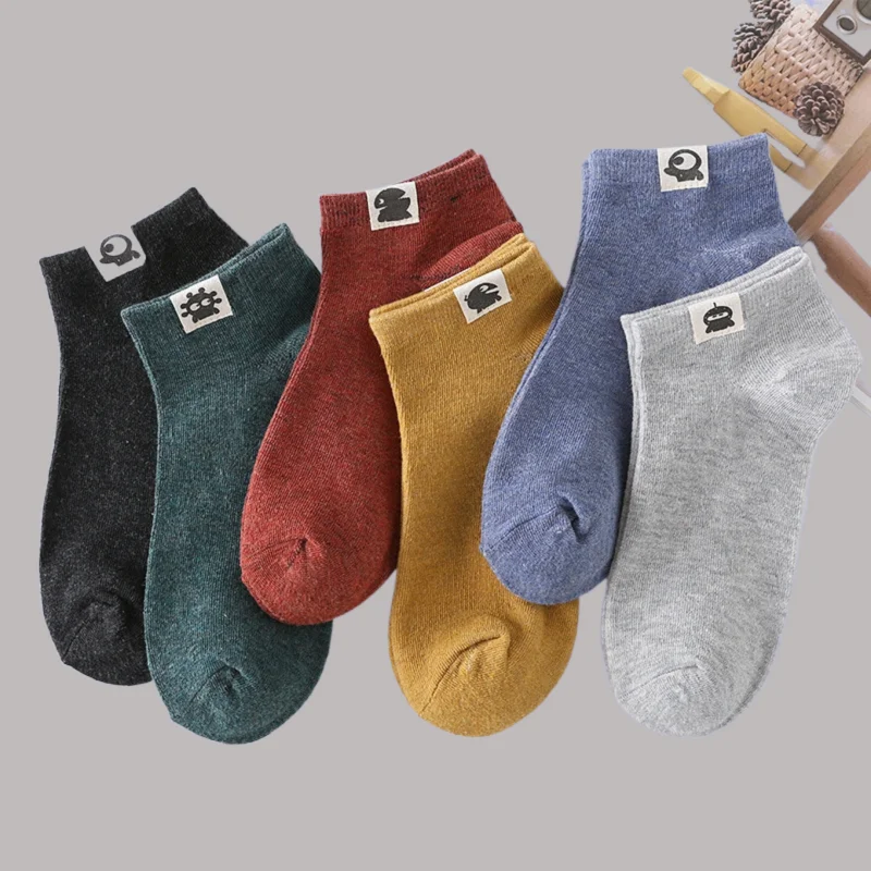 

5/10 Pairs New Style Cotton Casual Socks Solid Color Low Waist Invisible Shallow Mouth Men's Socks Retro Men's Boat Socks