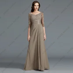 Customized Champagne Mother of Bride Dresses for Women Half Sleeve Wedding Party Dresses Floor Length Robe De Soirée 2024 Summer