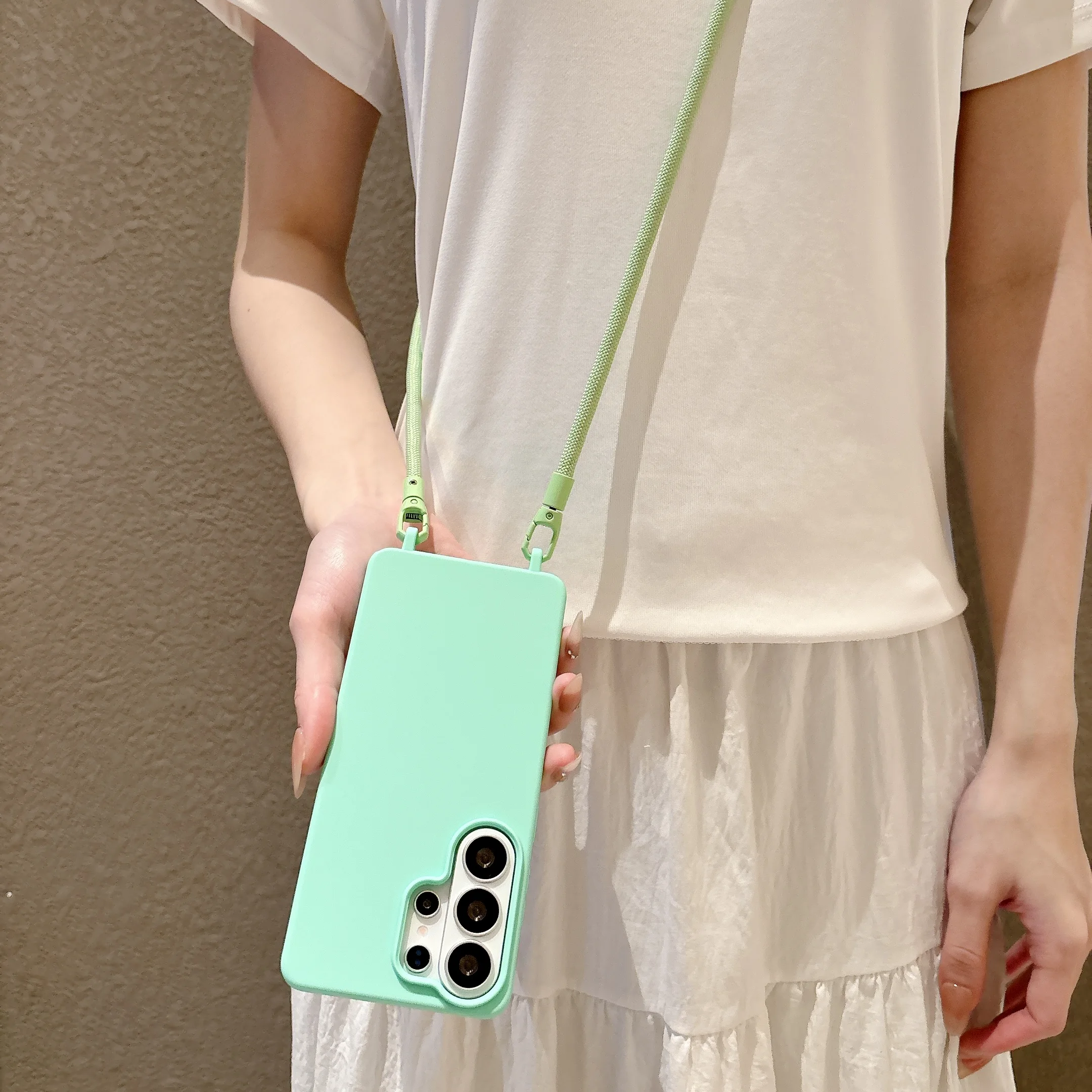 Bright Colors Phone Case For Samsung Galaxy S26 S25 S24 S23 S22 S21 Ultra Plus Edge S20 FE 2022 Crossbody Cord Strap Back Cover