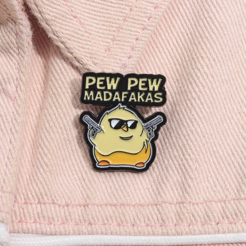 Cute Ducklings Enamel Pins Pew Pew Madafakas This Is Sewious Cartoon Brooches Backpack Lapel Badges Jewelry Gift for Friends