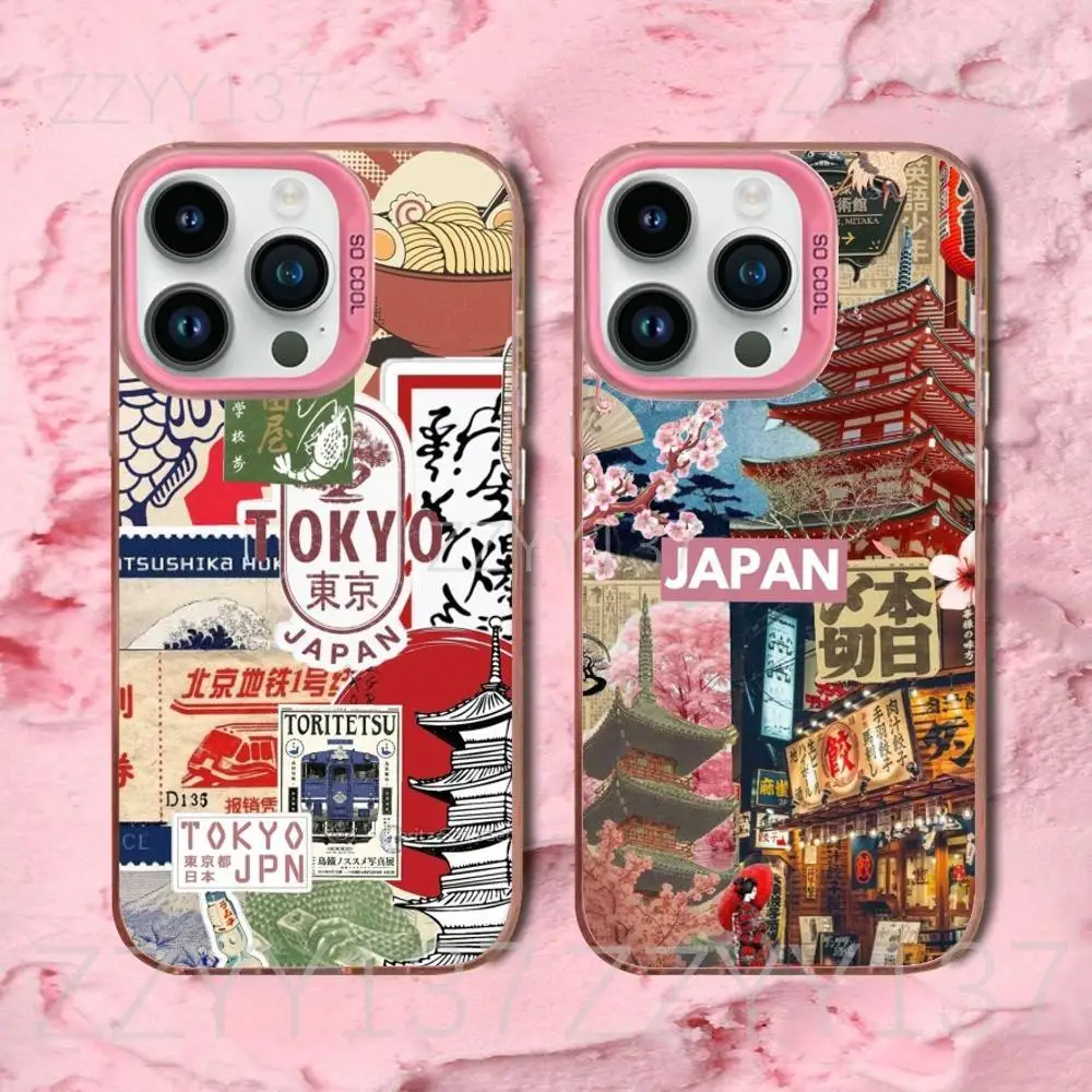 

Japanese Style Tokyo Phone Case For iPhone 16,15,14,13,12,11,8,7,Pro,Max,Plus,Mini,XS,SE Candy Matte Shockproof Pink Cover