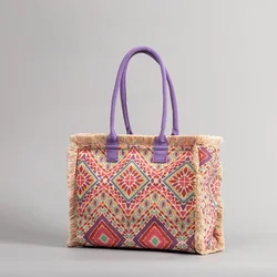 Borsa da viaggio da spiaggia estiva in tela di grande capacità in stile bohémien borsa da donna personalizzata con motivo Paisley di alta qualità