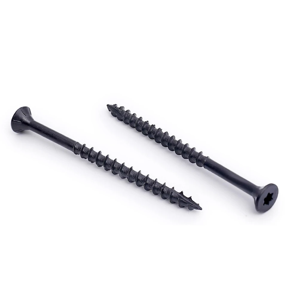 Weiyi 50/100pcs Six-Lobe Torx Deck Screws #8 #10 Flat Rust Resistant Rpoxy Coated Bronze and Black Self-tapping Wood Bolts