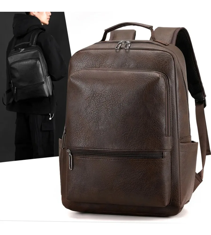 Retro-inspired Leather Travel Backpack Spacious Laptop Bag for Commuting and Weekend Trips