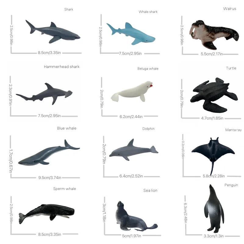 Mini animale marino, mini squali, balene, delfini e altri animali marini, ritorno a scuola/compleanno/Pasqua/Capodanno/Halloween