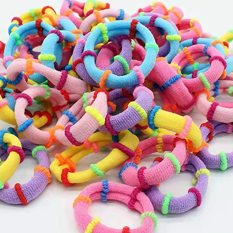 

100Pcs Multicolor Cute Hair Band Girls Hair Ties No Crease Hair Accessories Elastics Ponytail Holders Rubber Bands