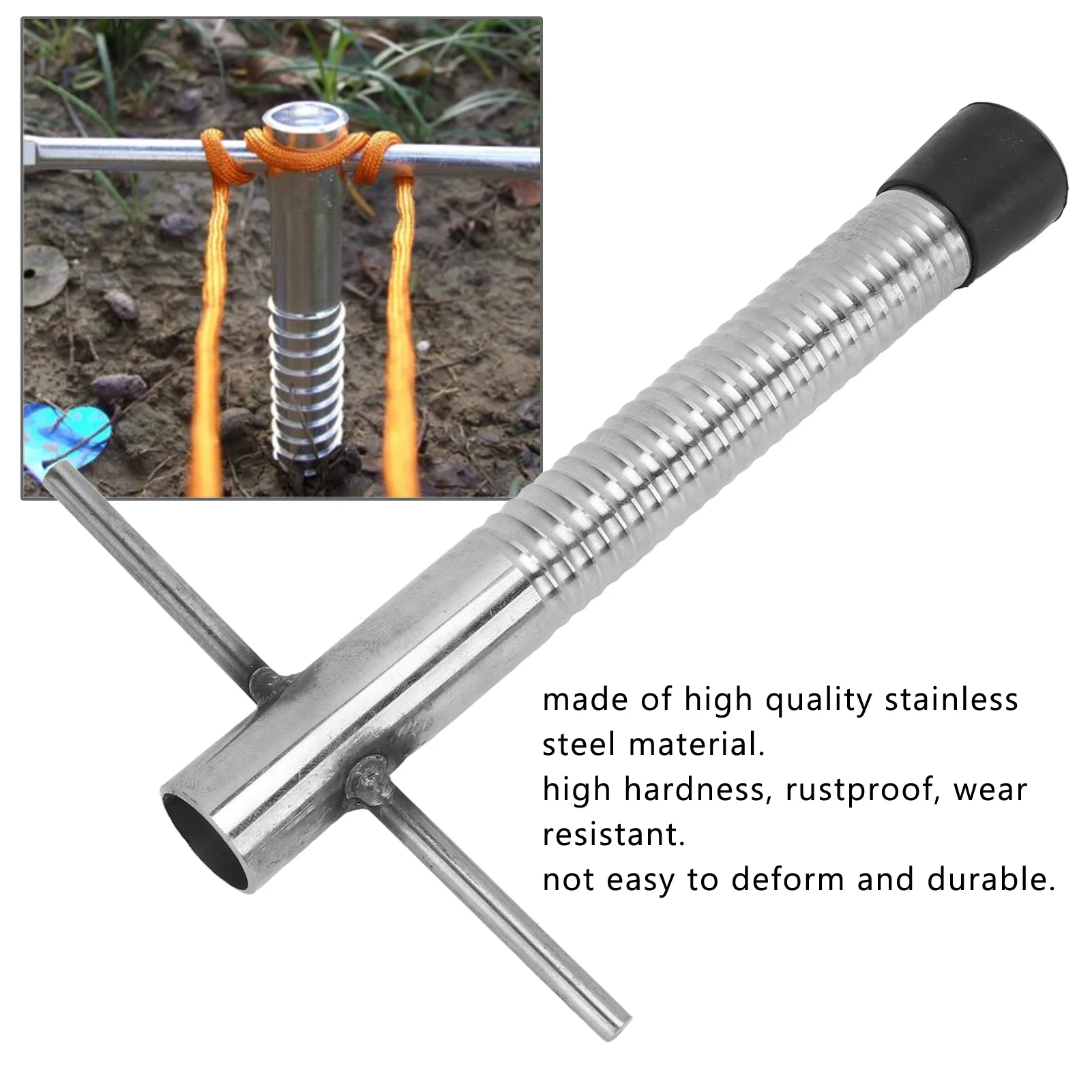 Stainless Steel Tent Stake Winter Fishing Ice Drill Portable Camping Spiral Peg Stainless Steel Tent Stake for Outdoor Picnic