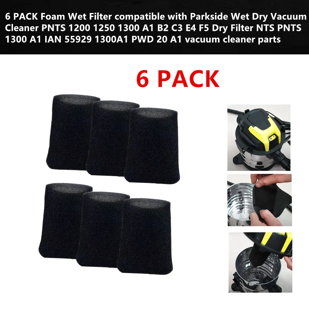 Vhbw 5x Filtre à Cartouche Compatible Avec Lidl Parkside PNTS 1300, 1250/9, 1400, 1250, 1300 A1 1300 B2 Aspirateur Filtre Plisse 82190370