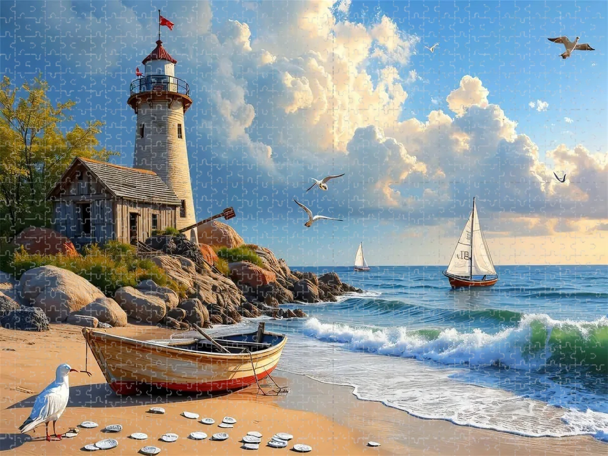 

1000pcs Adult Jigsaw Puzzle, Seaside Landscape Craft Puzzle, Perfect for DIY Creative Fun with Family,Gift ，teasing Toy
