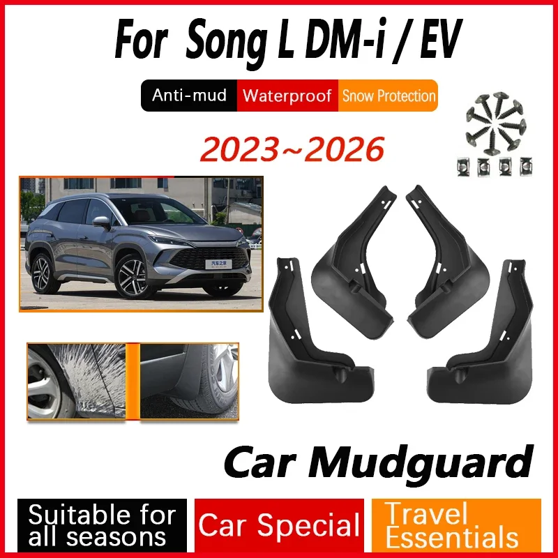 4 PCS For BYD Song L EV Song L DM-i 2023 2024 2025 2026 Car Wheel Fenders Antifreeze Mudguard Splash Mudflaps Car Accessories