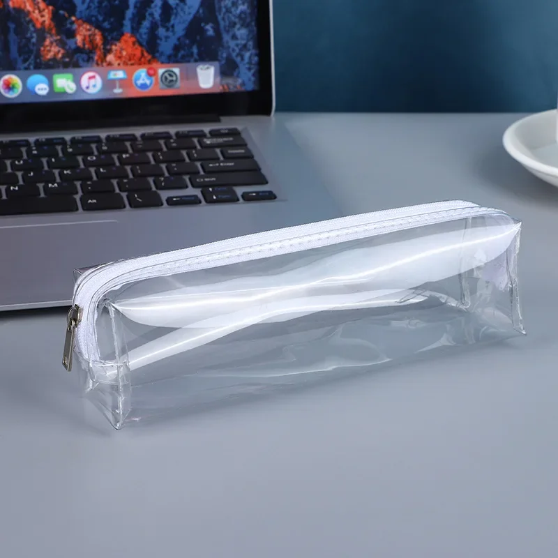 Transparent Zipper Pencil Case Pen Bag Cosmetic Makeup Pouch Large Capacity Pen Case Sundries Organizers School Stationery Gifts