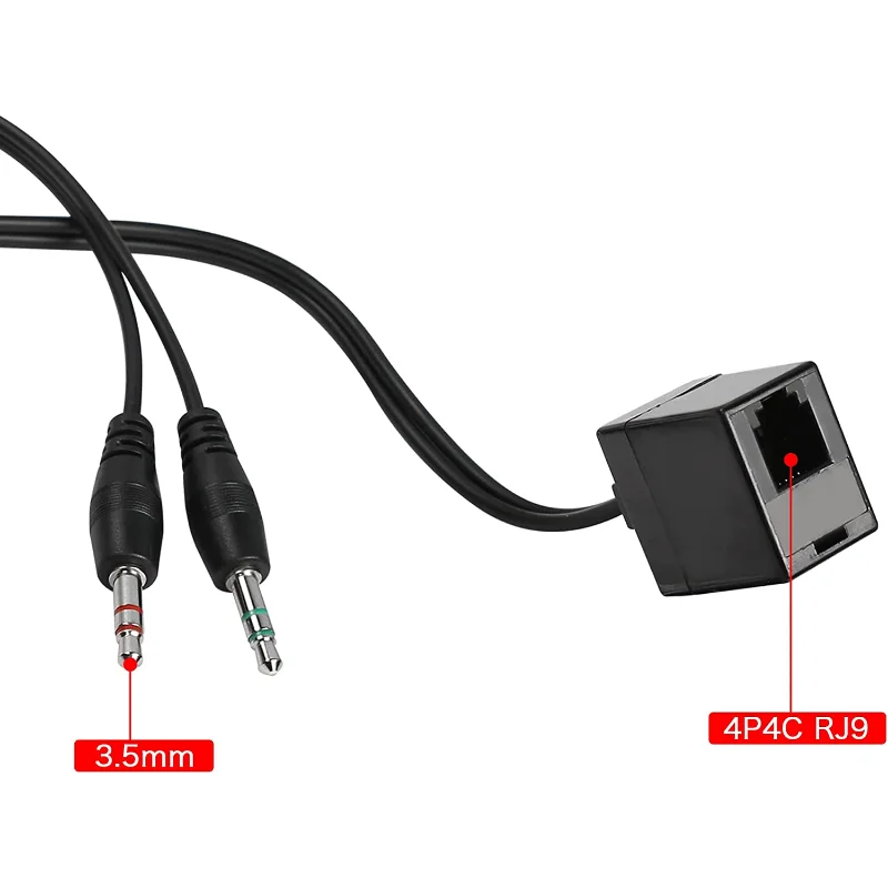 RJ9 4P4C Female To Dual 3.5mm 1/8 TRS Male Microphone Headphone Stereo Y Splitter Cable for PC&Telephone Headset Conversion Cord