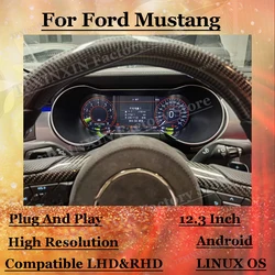 Digital LCD Virtual Cluster Cockpit Android For Ford Mustang 2015 2016 201 2018 2019 2020 2021-2023 Dashboard Panel Speed Meters