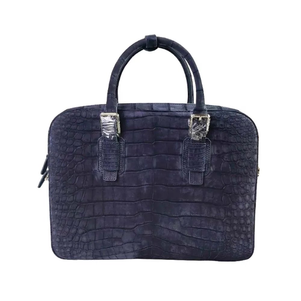 yongliang new navy blue men handbag crocodile bag briefcase male