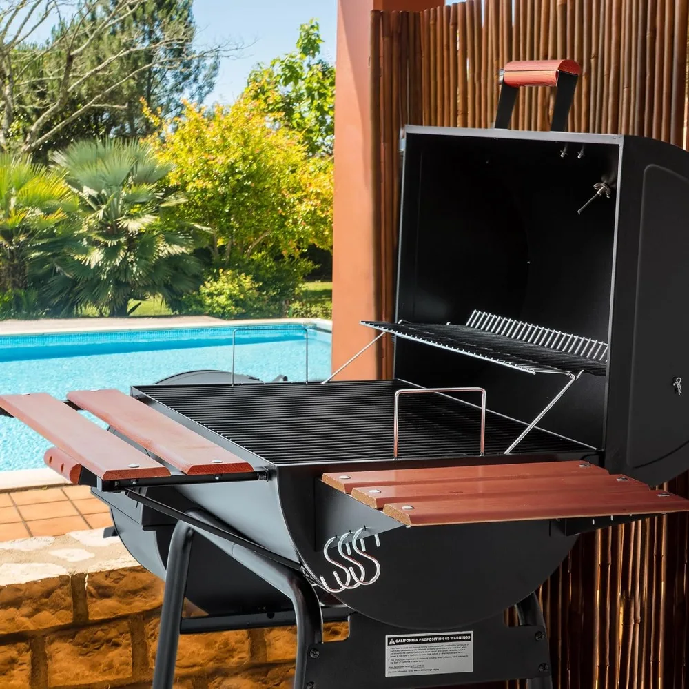 BBQ Grills, 30 Barrel Charcoal Grill with Side Table, 627 Square Inches, Outdoor Backyard, Patio and Parties