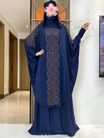 Ensemble de vêtement de prière musulman pour femmes, robe Abaya, Hijab, longue jupe tiens imar, Ramadan islamique, Jilbab solide, nouveau, 2 pièces 1